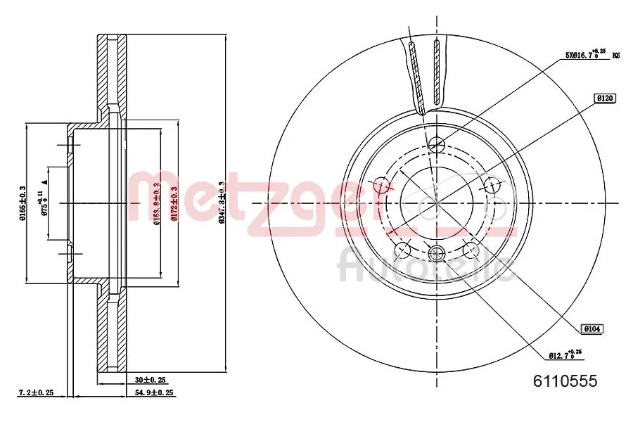METZGER AUTOTEILE 6110555 Brake Disc