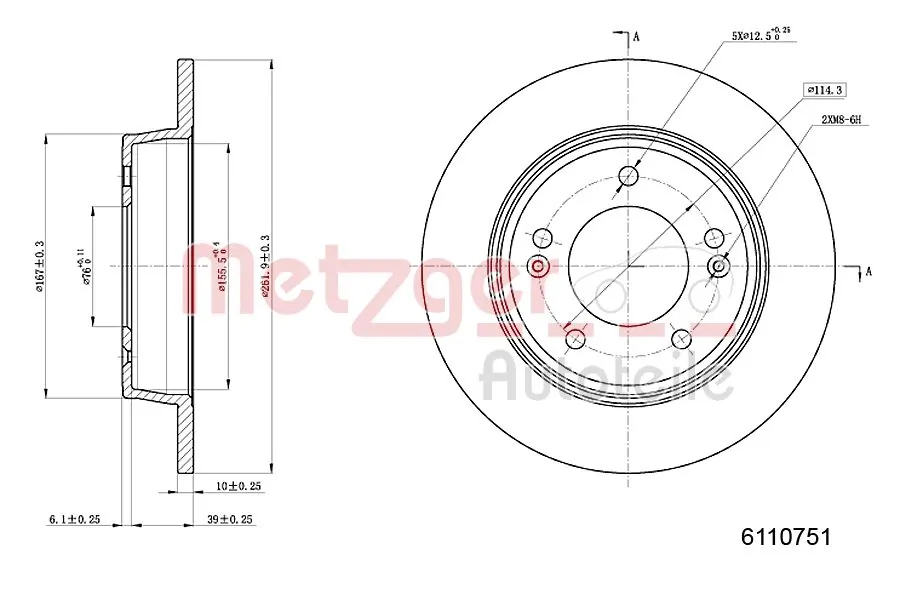 METZGER AUTOTEILE 6110751 Brake Disc