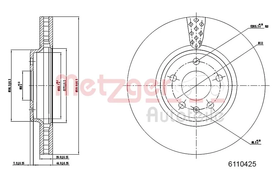 METZGER AUTOTEILE 6110425 Brake Disc