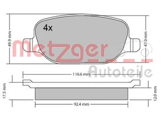 METZGER AUTOTEILE 1170403 Brake Pad Set, disc brake