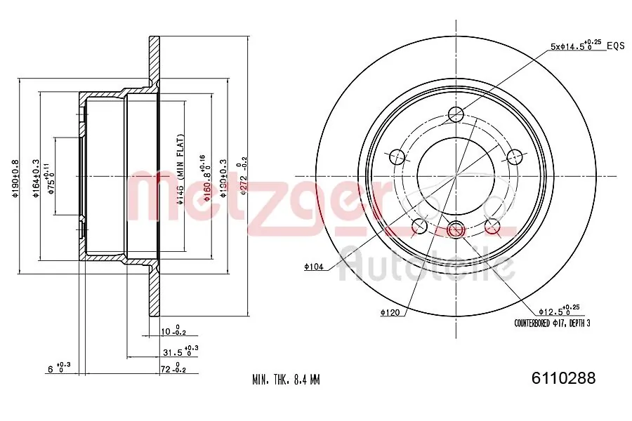 METZGER AUTOTEILE 6110288 Brake Disc