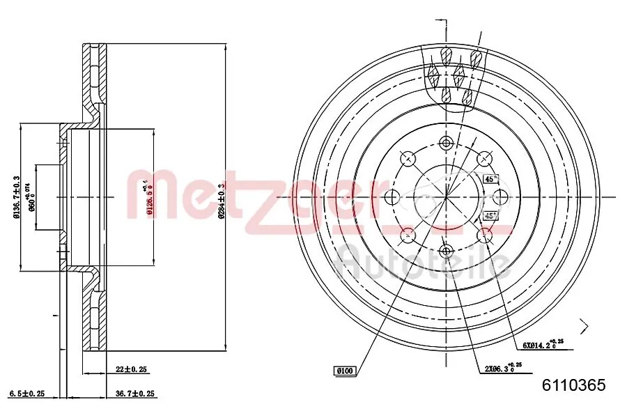 METZGER AUTOTEILE 6110365 Brake Disc