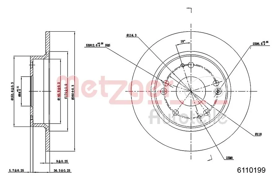 METZGER AUTOTEILE 6110199 Brake Disc