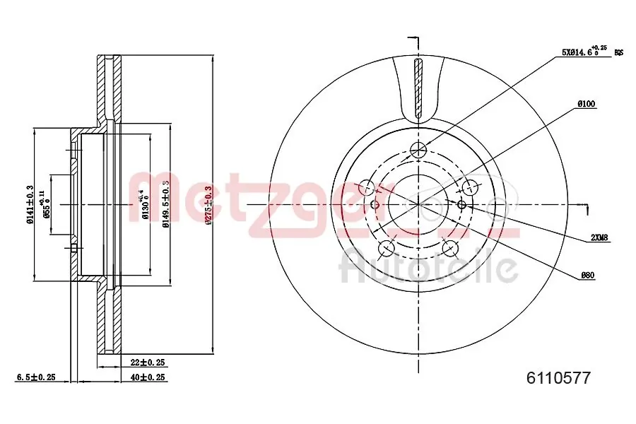 METZGER AUTOTEILE 6110577 Brake Disc