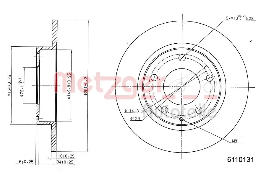 METZGER AUTOTEILE 6110131 Brake Disc