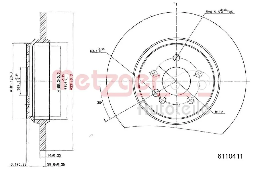 METZGER AUTOTEILE 6110411 Brake Disc