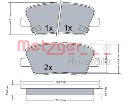 METZGER AUTOTEILE 1170687 Brake Pad Set, disc brake