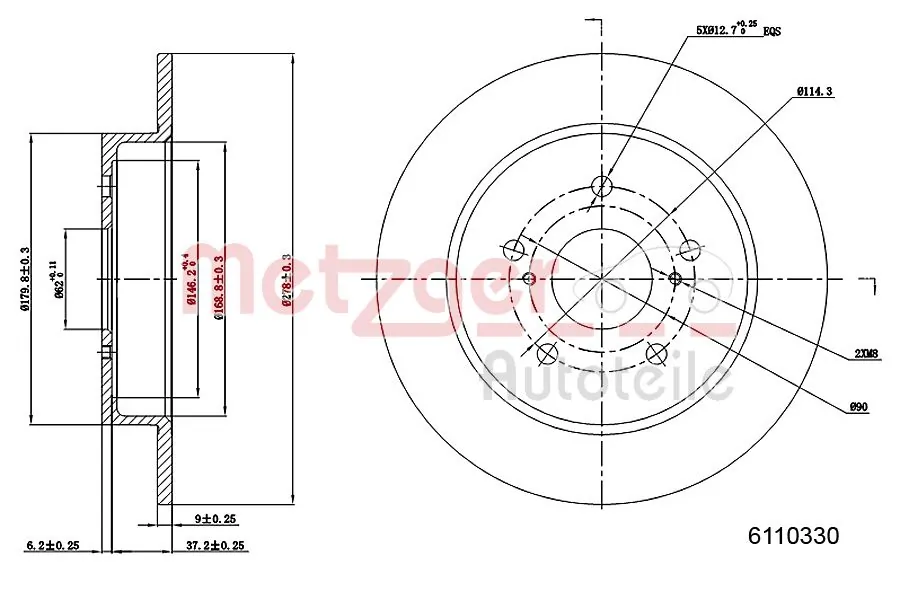 METZGER AUTOTEILE 6110330 Brake Disc