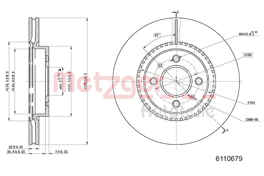 METZGER AUTOTEILE 6110679 Brake Disc