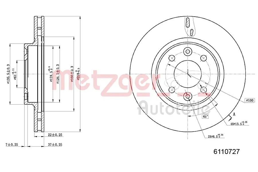 METZGER AUTOTEILE 6110727 Brake Disc