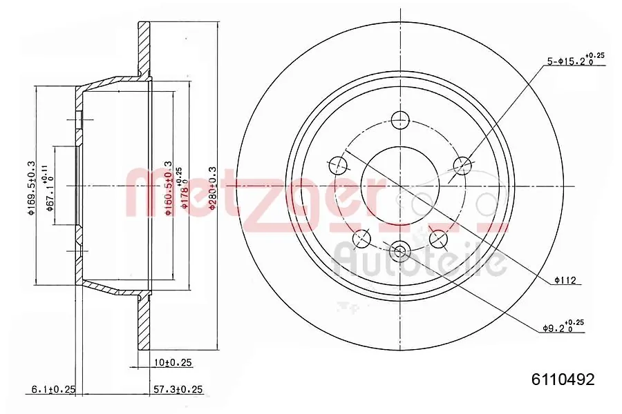 METZGER AUTOTEILE 6110492 Brake Disc