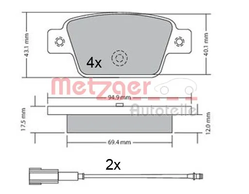 METZGER AUTOTEILE 1170682 Brake Pad Set, disc brake
