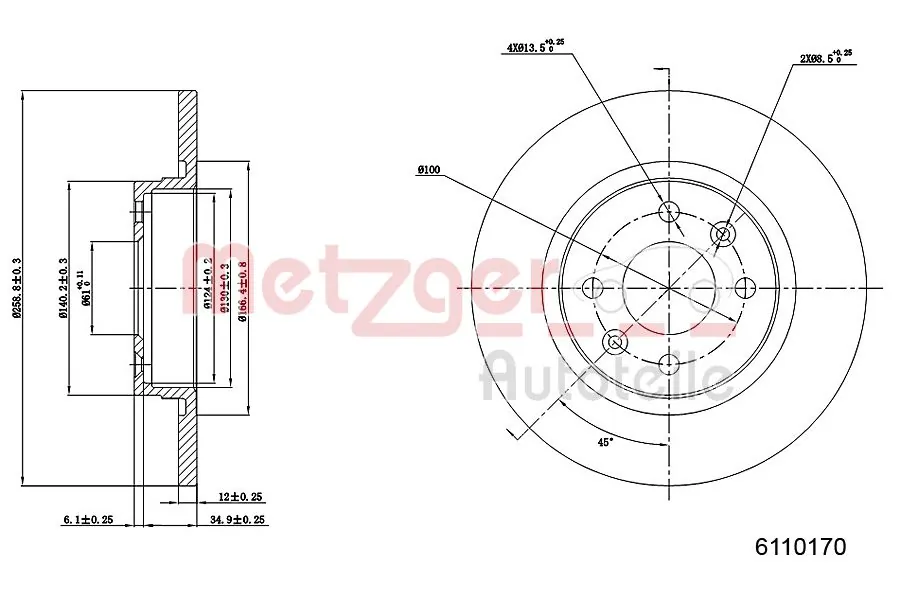 METZGER AUTOTEILE 6110170 Brake Disc