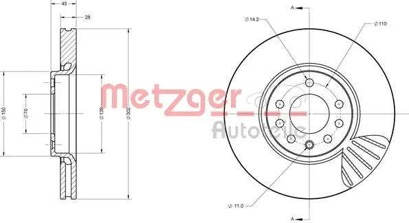 METZGER AUTOTEILE 6110404 Brake Disc