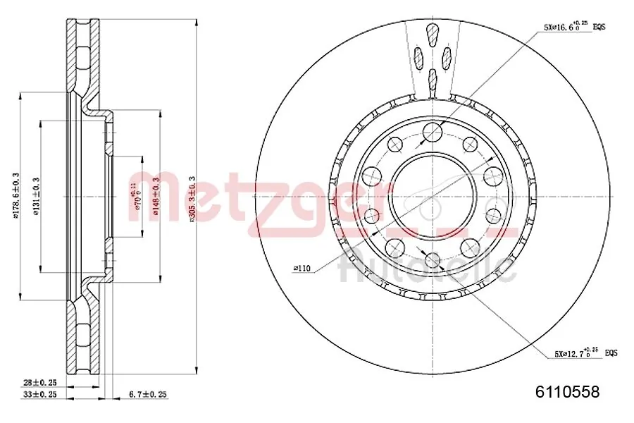 METZGER AUTOTEILE 6110558 Brake Disc
