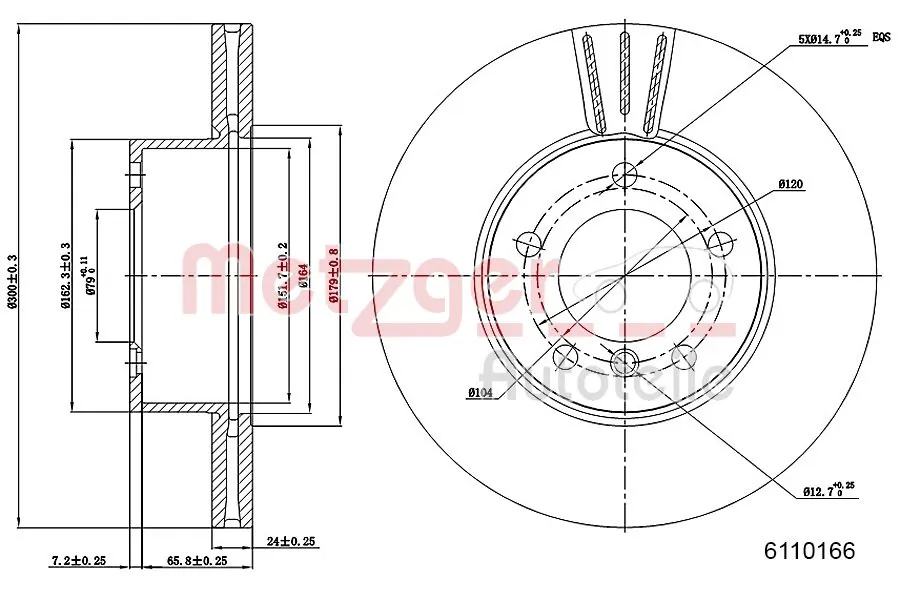 METZGER AUTOTEILE 6110166 Brake Disc