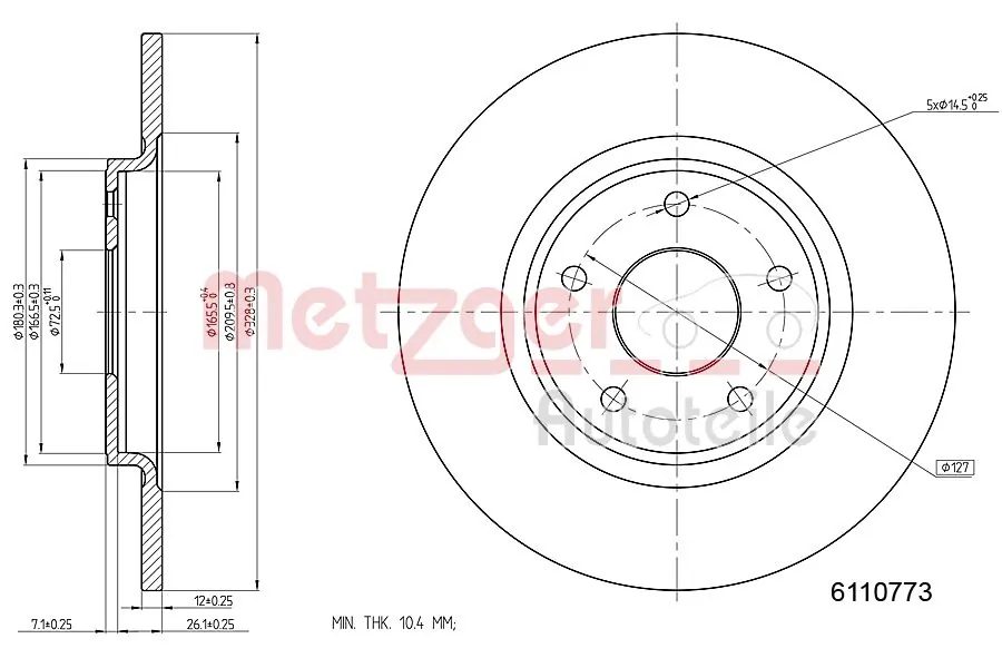 METZGER AUTOTEILE 6110773 Brake Disc