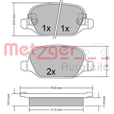 METZGER AUTOTEILE 1170680 Brake Pad Set, disc brake