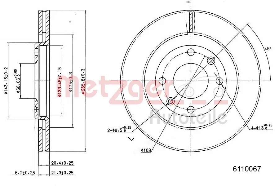 METZGER AUTOTEILE 6110067 Brake Disc
