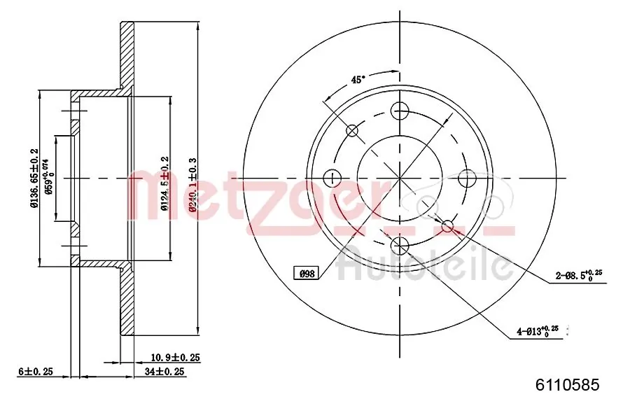 METZGER AUTOTEILE 6110585 Brake Disc