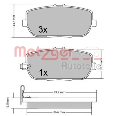Kit de plaquettes de frein, frein à disque 1170617