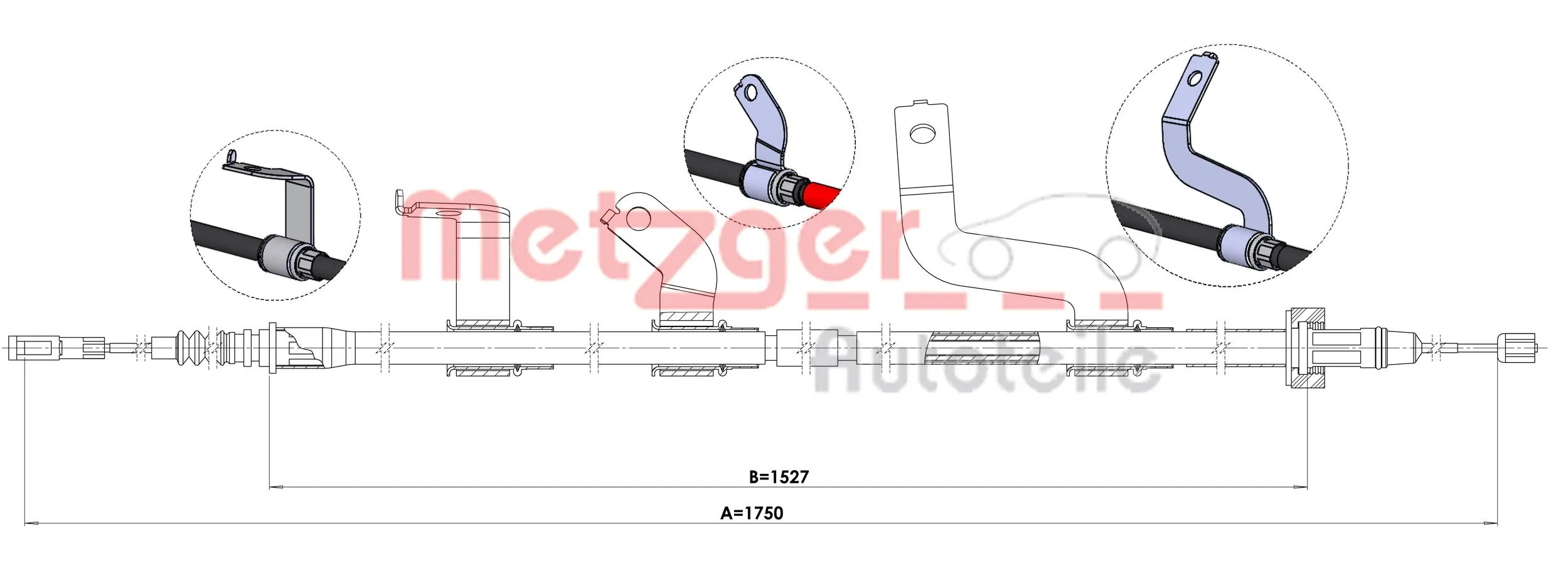 Cable Pull, parking brake 1.KI017