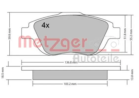 Brake Pad Set, disc brake GREENPARTS 1170326