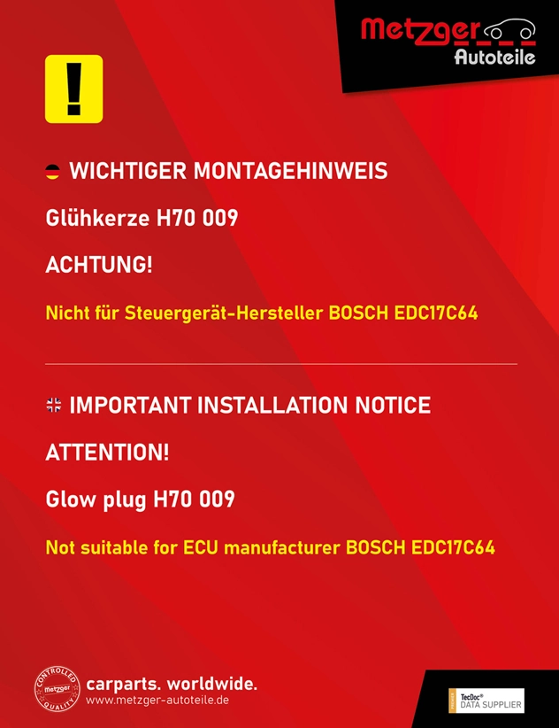 Glow Plug OE-SUPPLIER H70 009