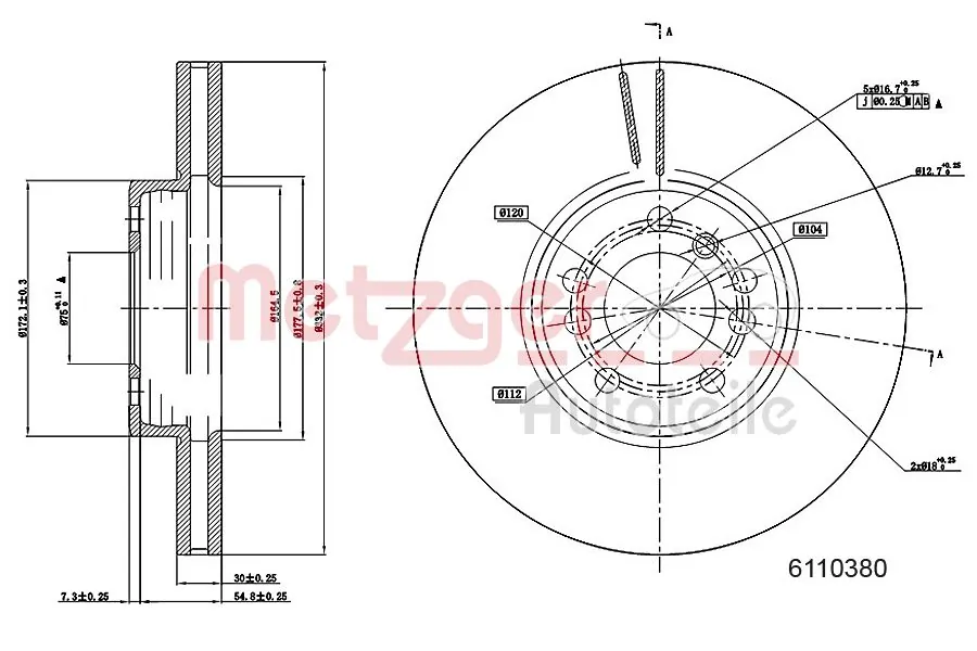 METZGER AUTOTEILE 6110380 Brake Disc