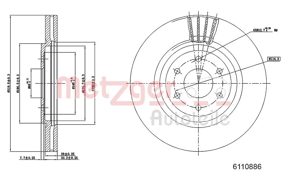 METZGER AUTOTEILE 6110886 Brake Disc