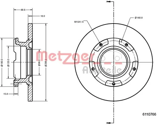 METZGER AUTOTEILE 6110766 Brake Disc