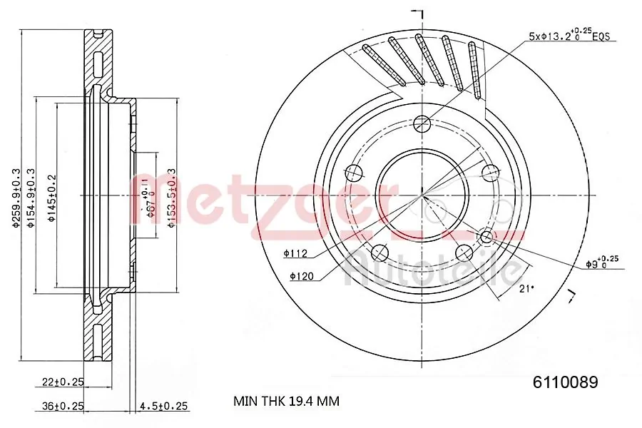 METZGER AUTOTEILE 6110089 Brake Disc