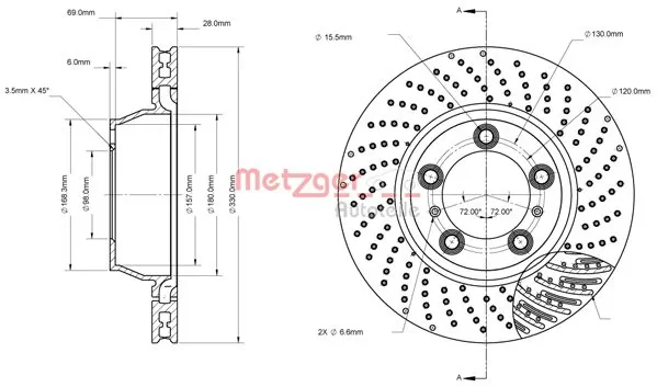 METZGER AUTOTEILE 6110864 Brake Disc