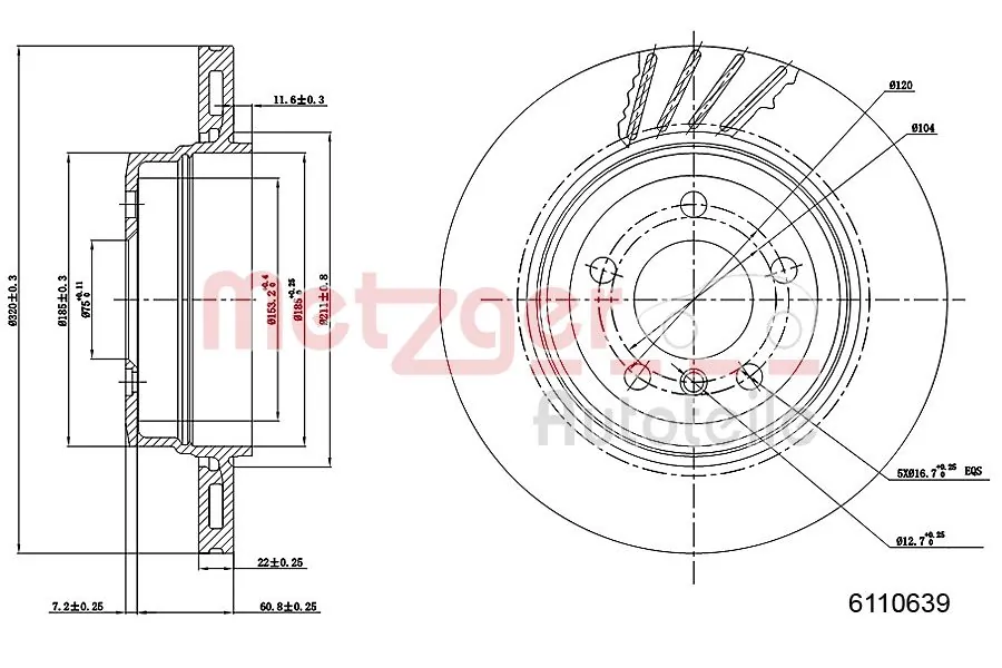 METZGER AUTOTEILE 6110639 Brake Disc
