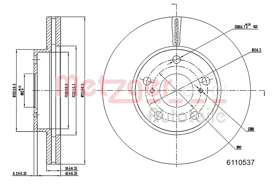 METZGER AUTOTEILE 6110537 Brake Disc