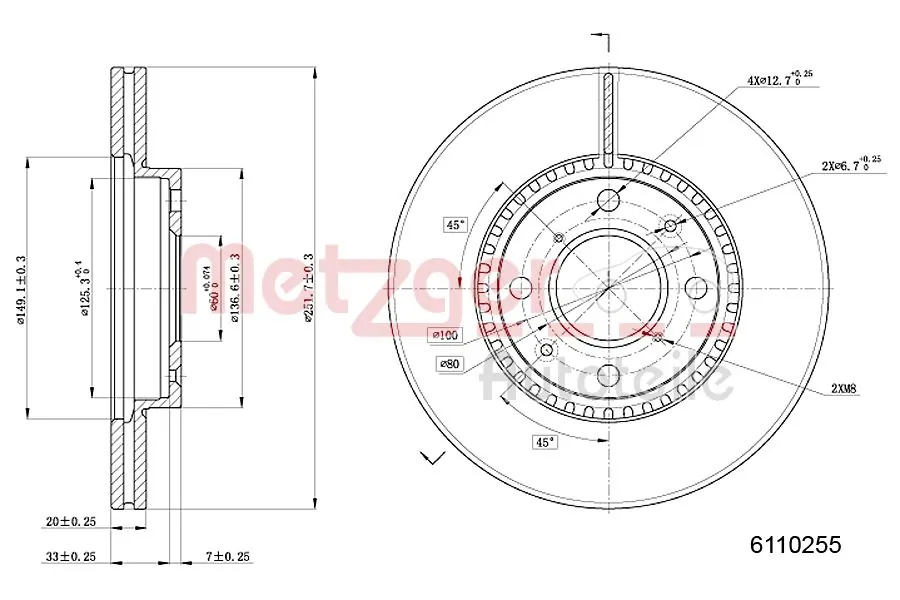 METZGER AUTOTEILE 6110255 Brake Disc