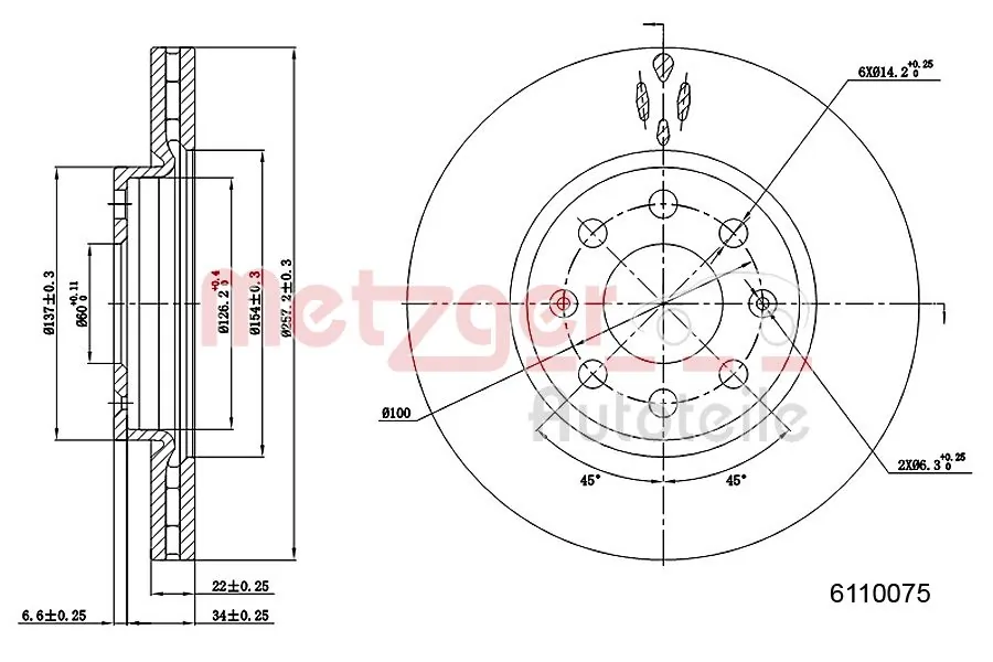METZGER AUTOTEILE 6110075 Brake Disc
