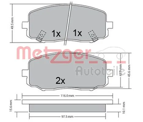 METZGER AUTOTEILE 1170588 Brake Pad Set, disc brake