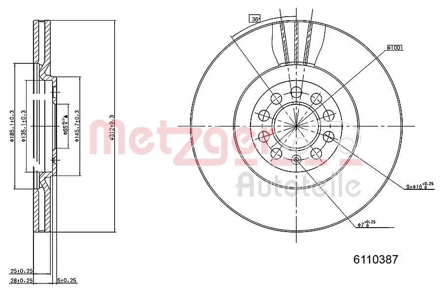 METZGER AUTOTEILE 6110387 Brake Disc