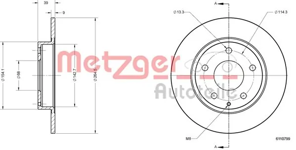 METZGER AUTOTEILE 6110799 Brake Disc