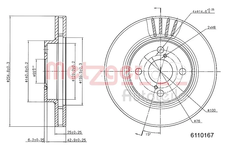 METZGER AUTOTEILE 6110167 Brake Disc