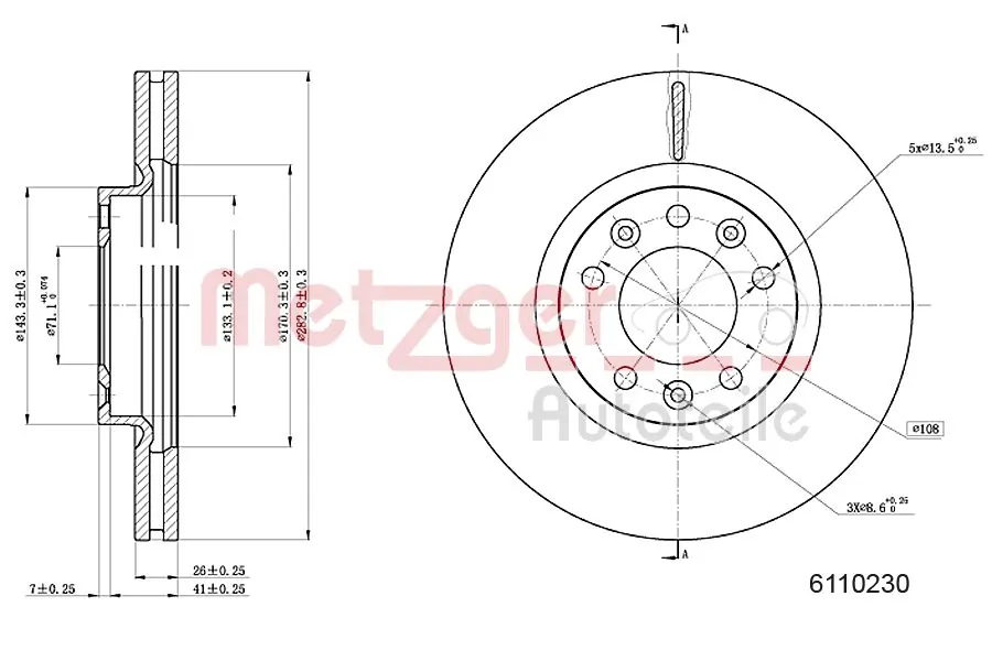 METZGER AUTOTEILE 6110230 Brake Disc