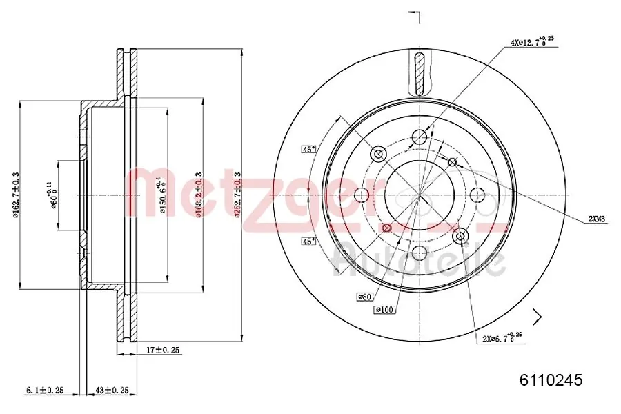 METZGER AUTOTEILE 6110245 Brake Disc