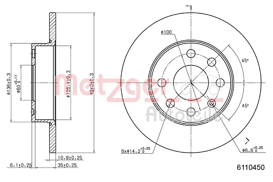 METZGER AUTOTEILE 6110450 Brake Disc