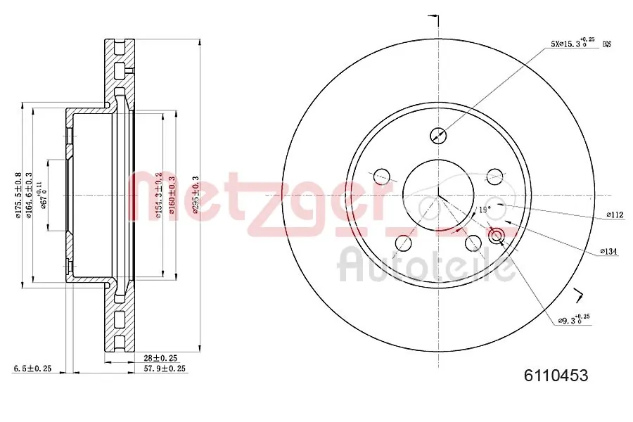 METZGER AUTOTEILE 6110453 Brake Disc