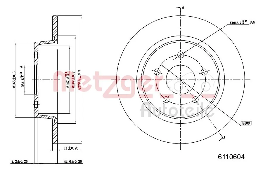 METZGER AUTOTEILE 6110604 Brake Disc