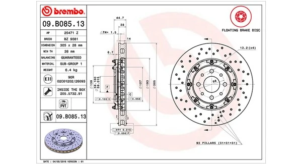 Brake Disc TWO-PIECE FLOATING DISCS LINE 360406129603
