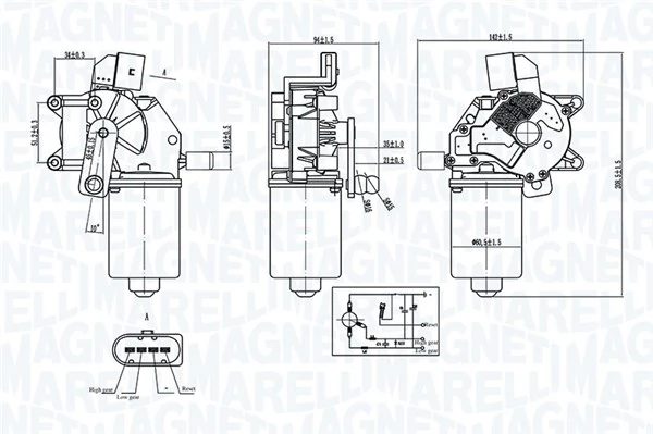 MAGNETI MARELLI 064376600010 Wiper Motor